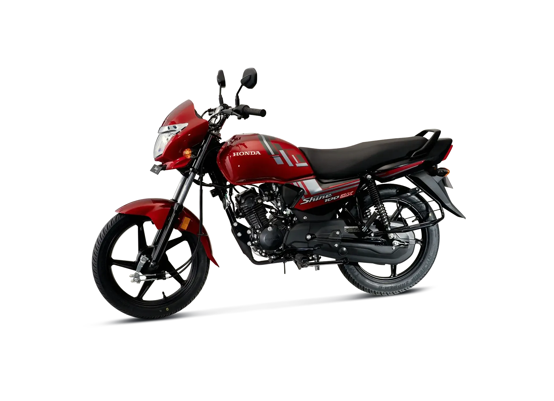Honda Shine 100 DX, front three-quarter view
